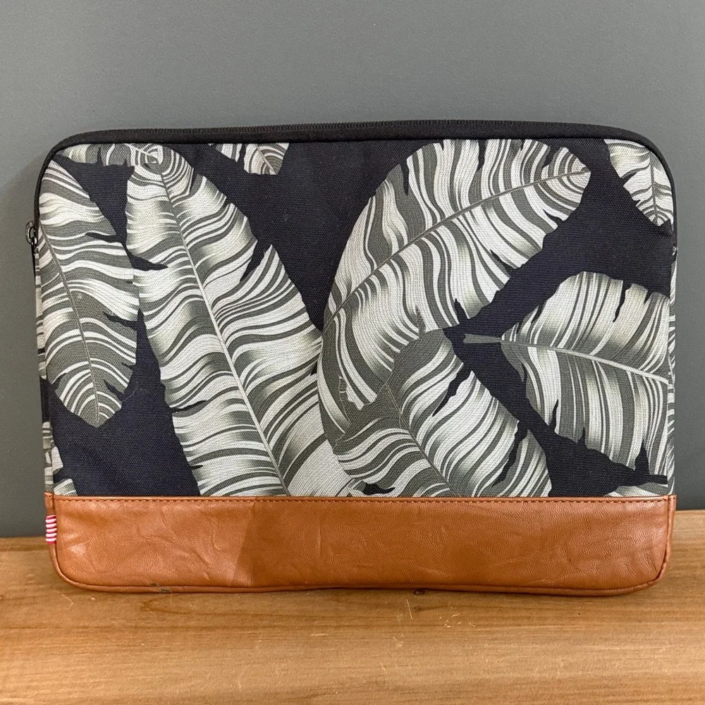 Herschel Supply Company Black and Brown Leaf Pattern Laptop Bag